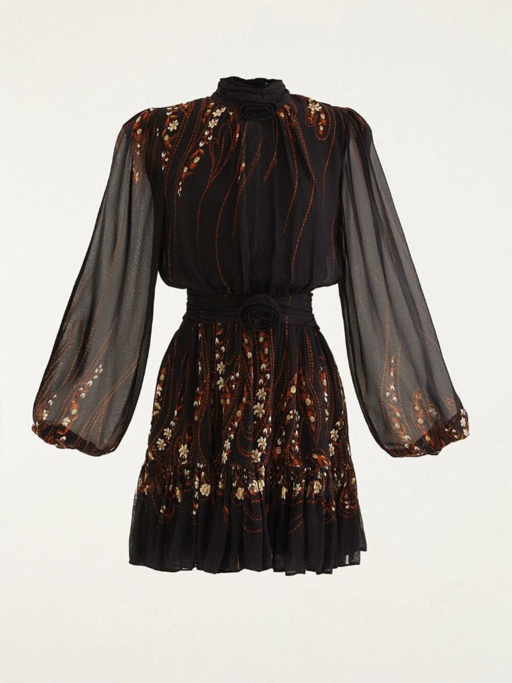 FARM Rio Black Garden Silhouette Floral Long Sleeve Mini Dress - Picture 6 of 11